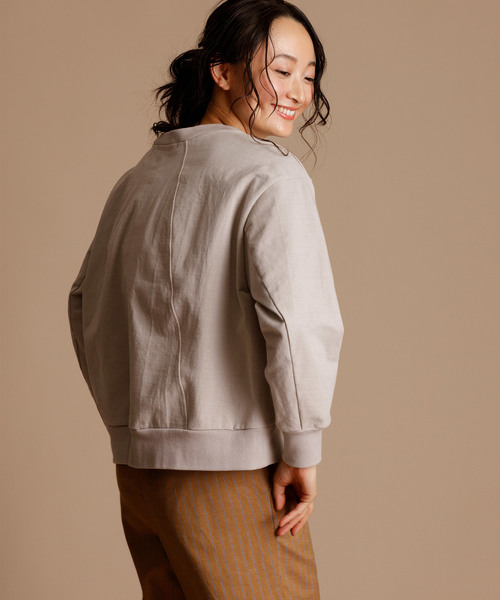 Munich（ミューニック）の「ハイテンションジャージスウェットプルオーバー（Tシャツ/カットソー・レディース・ライトグレー/ブラック/オフホワイト/ネイビー/カーキ・FREE）」の18枚目の写真