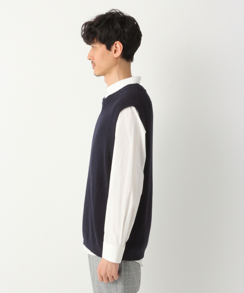 GLOBAL WORK（グローバルワーク）の「ラミーコンニットベスト/822622（ベスト・メンズ・ネイビー/ベージュ・LARGE/MEDIUM）」の5枚目の写真