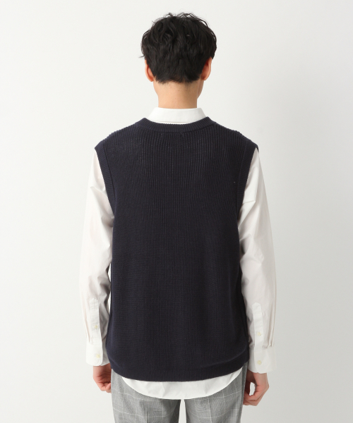 GLOBAL WORK（グローバルワーク）の「ラミーコンニットベスト/822622（ベスト・メンズ・ネイビー/ベージュ・LARGE/MEDIUM）」の6枚目の写真