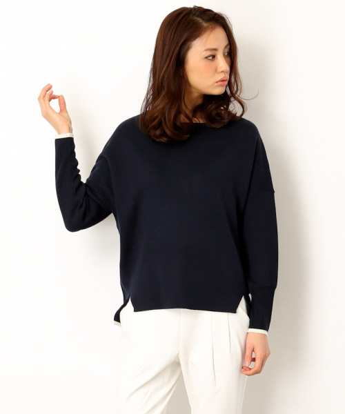 qualite（カリテ）の「ﾐﾗﾉﾘﾌﾞﾆｯﾄ（ニット/セーター・レディース・ホワイト/ネイビー/その他・FREE）」の3枚目の写真