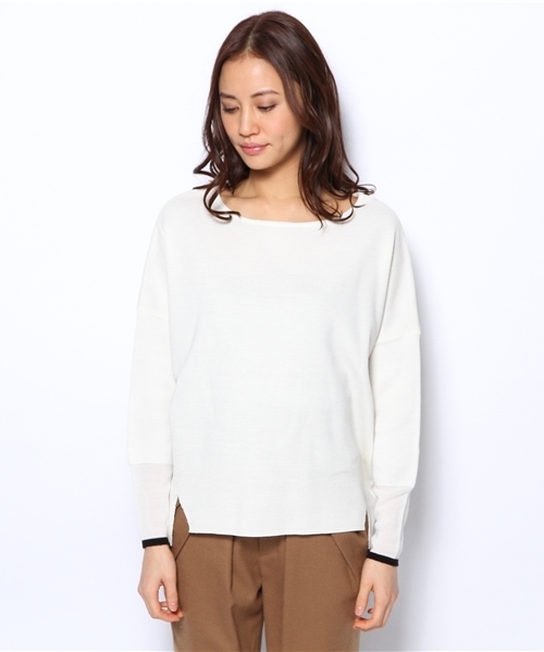 qualite（カリテ）の「ﾐﾗﾉﾘﾌﾞﾆｯﾄ（ニット/セーター・レディース・ホワイト/ネイビー/その他・FREE）」の6枚目の写真