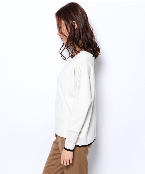 qualite（カリテ）の「ﾐﾗﾉﾘﾌﾞﾆｯﾄ（ニット/セーター・レディース・ホワイト/ネイビー/その他・FREE）」の7枚目の写真