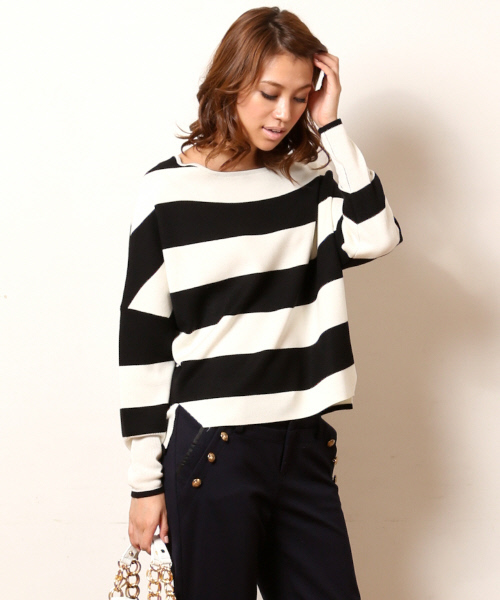 qualite（カリテ）の「ﾐﾗﾉﾘﾌﾞﾆｯﾄ（ニット/セーター・レディース・ホワイト/ネイビー/その他・FREE）」の12枚目の写真