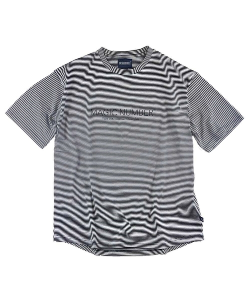 MAGIC NUMBER(マジック ナンバー)の「《ショップ限定》NARROW BOARDER TEE(Tシャツ/カットソー)」|ホワイト×ネイビー