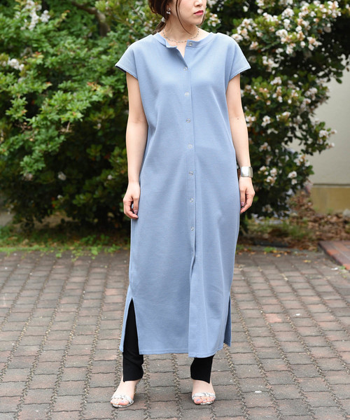 LHELBIE（レルビエ）の「バックボタンワッフルサーマルスリット2wayロングワンピース（ワンピース・レディース・ブラック/ベージュ/サックスブルー/アイボリー・M）」の12枚目の写真