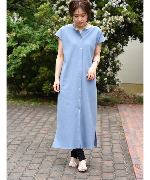 LHELBIE（レルビエ）の「バックボタンワッフルサーマルスリット2wayロングワンピース（ワンピース・レディース・ブラック/ベージュ/サックスブルー/アイボリー・M）」の13枚目の写真