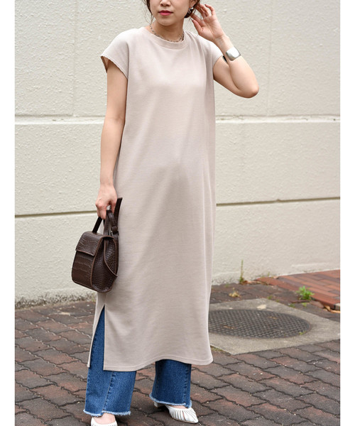 LHELBIE（レルビエ）の「バックボタンワッフルサーマルスリット2wayロングワンピース（ワンピース・レディース・ブラック/ベージュ/サックスブルー/アイボリー・M）」の19枚目の写真