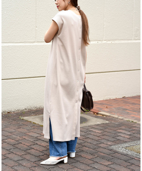 LHELBIE（レルビエ）の「バックボタンワッフルサーマルスリット2wayロングワンピース（ワンピース・レディース・ブラック/ベージュ/サックスブルー/アイボリー・M）」の21枚目の写真