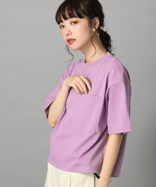 LOWRYS FARM（ローリーズファーム）の「ＢＩＧポケショートＴＥＥ　837082（Tシャツ/カットソー・レディース・ブラック/ベージュ/パープル/オフホワイト・FREE）」の4枚目の写真