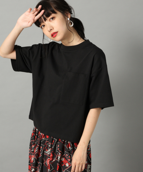 LOWRYS FARM（ローリーズファーム）の「ＢＩＧポケショートＴＥＥ　837082（Tシャツ/カットソー・レディース・ブラック/ベージュ/パープル/オフホワイト・FREE）」の2枚目の写真