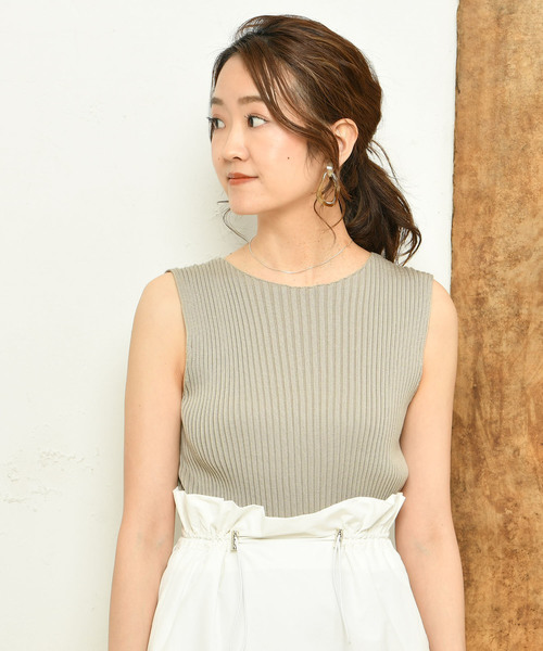 DouDou（ドゥドゥ）の「リブニットタンク（ニット/セーター・レディース・ブラック/グレー/ブルー・FREE）」の3枚目の写真