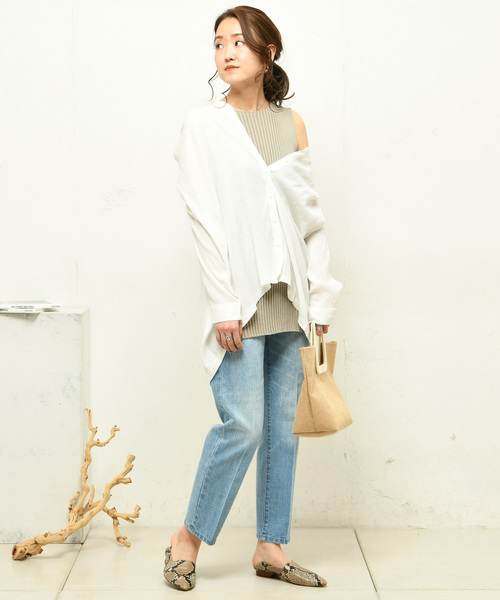 DouDou（ドゥドゥ）の「リブニットタンク（ニット/セーター・レディース・ブラック/グレー/ブルー・FREE）」の6枚目の写真