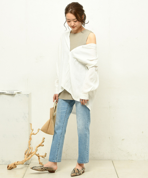 DouDou（ドゥドゥ）の「リブニットタンク（ニット/セーター・レディース・ブラック/グレー/ブルー・FREE）」の10枚目の写真