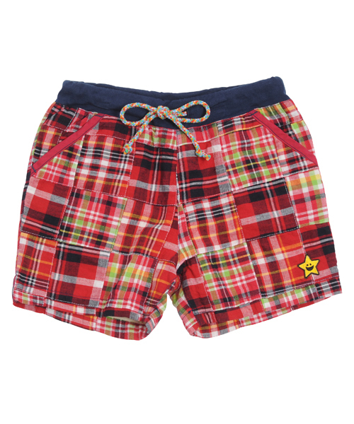 X-girl Stages(エックスガールステージス)の「PATCHWORK HALF PANT(4T~7T)(その他パンツ・キッズ・レッド/ネイビー/グリーン・6T/5T/4T/7T)」の1枚目の写真