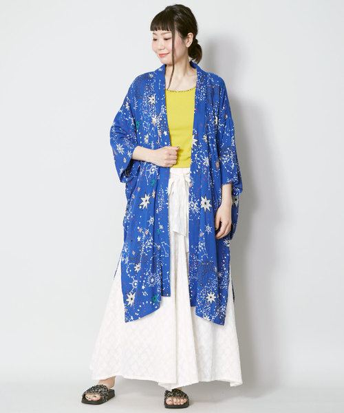 チャイハネ(チャイハネ)の「【チャイハネ】夜空の星柄キモノスリーブロングカーディガン(カーディガン/ボレロ・レディース・ブラック/ネイビー/イエロー・FREE)」の11枚目の写真