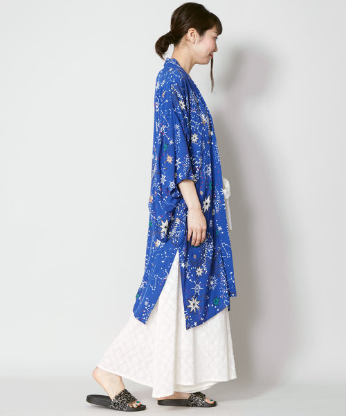 チャイハネ(チャイハネ)の「【チャイハネ】夜空の星柄キモノスリーブロングカーディガン(カーディガン/ボレロ・レディース・ブラック/ネイビー/イエロー・FREE)」の12枚目の写真