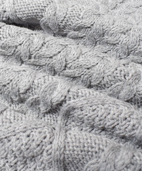 B.I.D.（ビーアイディー）の「ケーブルモックネックニット（ニット/セーター・レディース・アイボリー/マスタード/オフホワイト/ブルー/カーキ/ベージュ/ワイン/ダークグリーン/モカ/キャメル/オリーブ/ブラック/グレー/ネイビー/ブラウン・M/L/LL）」の18枚目の写真