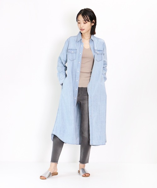 Healthy denim(ヘルシーデニム)の「【Healthy Denim/ヘルシーデニム 】Long Wheat HL35623(シャツワンピース)」|ライトブルー