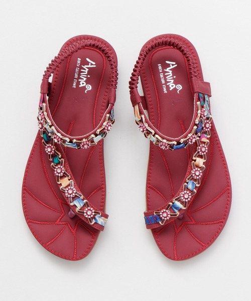 チャイハネ(チャイハネ)の「【チャイハネ】ビジュートングサンダル(サンダル・レディース・ブラック/レッド/ターコイズブルー・MEDIUM/LARGE)」の3枚目の写真