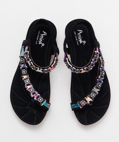 チャイハネ(チャイハネ)の「【チャイハネ】ビジュートングサンダル(サンダル・レディース・ブラック/レッド/ターコイズブルー・MEDIUM/LARGE)」の9枚目の写真