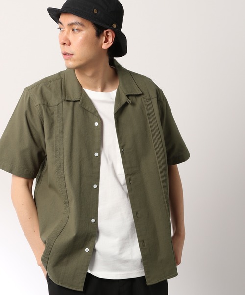 LAKOLE（ラコレ）の「キューバクロップドシャツ / LAKOLE（シャツ/ブラウス・メンズ・ホワイト/オリーブ/サックスブルー/ネイビー・LARGE/MEDIUM）」の2枚目の写真