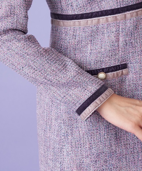 MIIA（ミーア）の「ベロア配色ツイードワンピース（ワンピース・レディース・パープル/ブラック/ベージュ・FREE）」の13枚目の写真