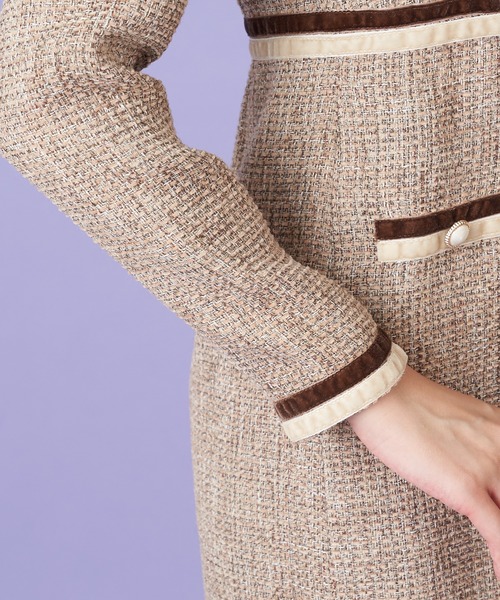 MIIA（ミーア）の「ベロア配色ツイードワンピース（ワンピース・レディース・パープル/ブラック/ベージュ・FREE）」の17枚目の写真