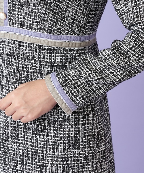 MIIA（ミーア）の「ベロア配色ツイードワンピース（ワンピース・レディース・パープル/ブラック/ベージュ・FREE）」の9枚目の写真