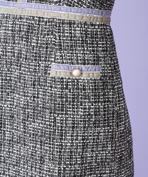 MIIA（ミーア）の「ベロア配色ツイードワンピース（ワンピース・レディース・パープル/ブラック/ベージュ・FREE）」の8枚目の写真