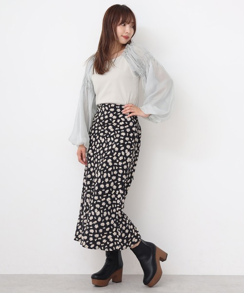 one after another NICE CLAUP（ワンアフターアナザーナイスクラップ）の「袖ドットチュールテレコトップス（Tシャツ/カットソー・レディース・ライトブラウン/オフホワイト/ブラック/ライトグレー・FREE）」の21枚目の写真