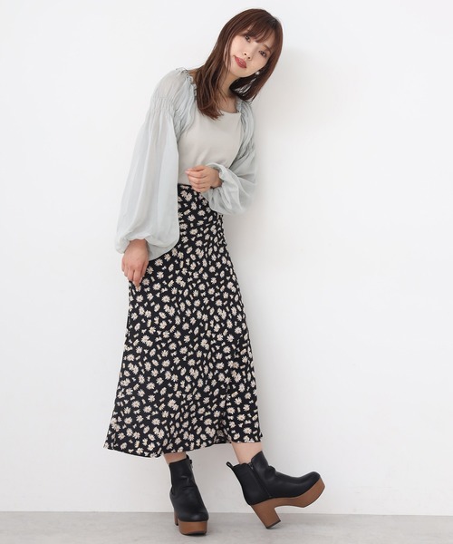 one after another NICE CLAUP（ワンアフターアナザーナイスクラップ）の「袖ドットチュールテレコトップス（Tシャツ/カットソー・レディース・ライトブラウン/オフホワイト/ブラック/ライトグレー・FREE）」の11枚目の写真