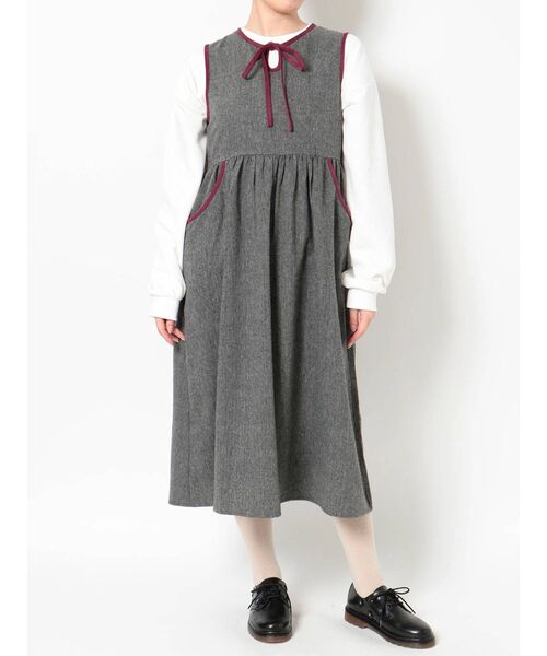 ワンピース ドレス Jenny Merryヘリンボーンバイカラーワンピース ワンピース Merry Jenny メリージェニー のファッション 日本人気超絶 の ワンピース