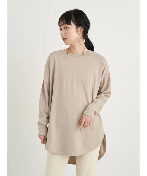 earth music&ecology（アースミュージックアンドエコロジー）の「ラウンドヘムカットチュニック ＊〇（Tシャツ/カットソー・レディース・ブラック/ベージュ/オフホワイト・FREE）」の5枚目の写真