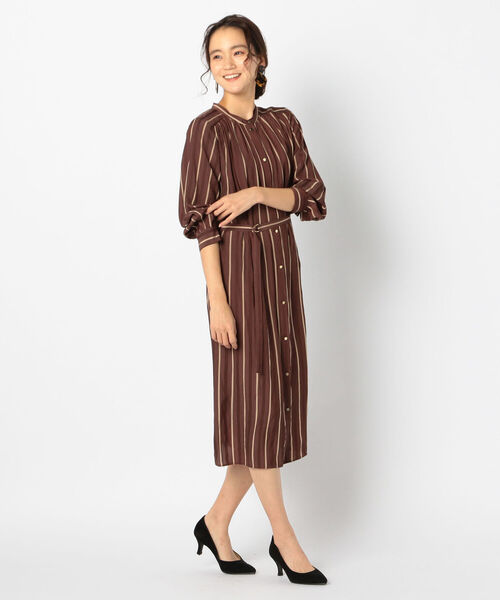 NOLLEY’S Sophi（ノーリーズソフィ）の「前後2wayストライプワンピース（シャツワンピース・レディース・ブラウン系その他3/ブルー系その他3・38/36）」の15枚目の写真