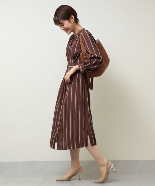 NOLLEY’S Sophi（ノーリーズソフィ）の「前後2wayストライプワンピース（シャツワンピース・レディース・ブラウン系その他3/ブルー系その他3・38/36）」の17枚目の写真