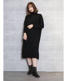 タートルネックストレートワンピース