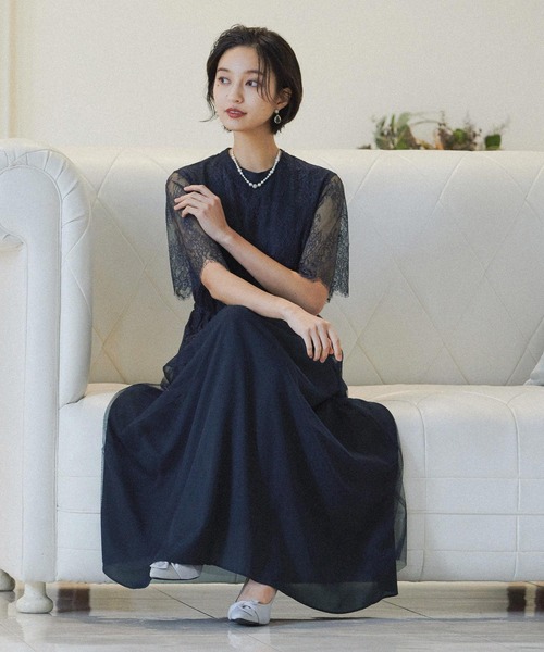 niana(ニアナ)の「スカラップレースパーティードレス(ドレス・レディース・ライトグレー/ネイビー/ブラック系その他・L/M)」の3枚目の写真