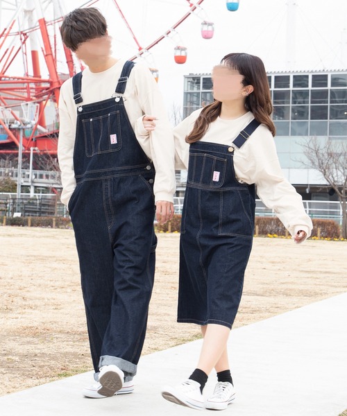 PairPair（ペアペア）の「ワッペン付きストラップ配色ジャンスカ（スカート・レディース・オフホワイト/インディゴブルー/モカ・FREE）」の3枚目の写真