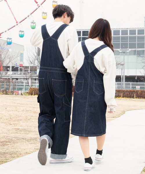 PairPair（ペアペア）の「ワッペン付きストラップ配色ジャンスカ（スカート・レディース・オフホワイト/インディゴブルー/モカ・FREE）」の11枚目の写真