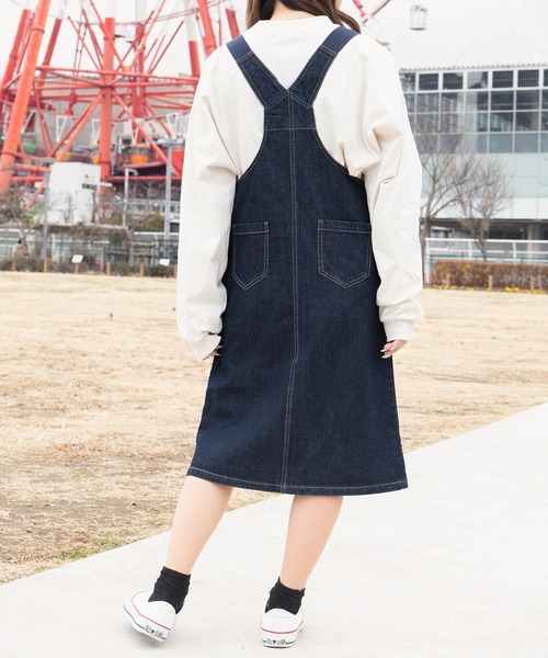 PairPair（ペアペア）の「ワッペン付きストラップ配色ジャンスカ（スカート・レディース・オフホワイト/インディゴブルー/モカ・FREE）」の19枚目の写真