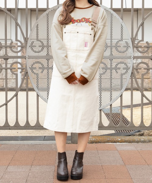 PairPair（ペアペア）の「ワッペン付きストラップ配色ジャンスカ（スカート・レディース・オフホワイト/インディゴブルー/モカ・FREE）」の10枚目の写真