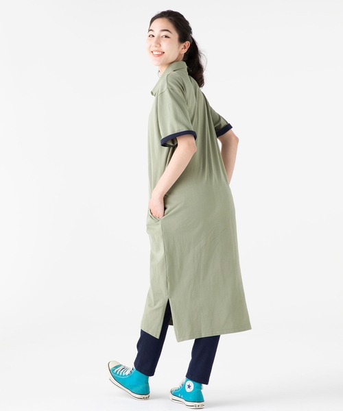 KRIFF MAYER（クリフメイヤー）の「マルチステッチポロワンピ（ポロシャツ・レディース・ブラック/ネイビー/ベージュ/セージグリーン・MEDIUM/LARGE）」の7枚目の写真