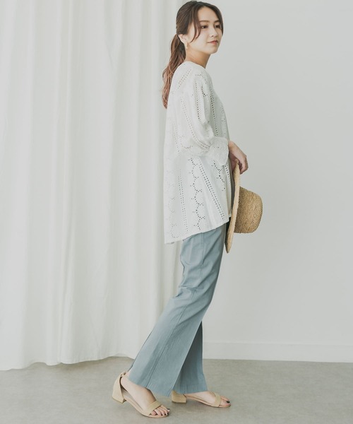 KBF+（ケービーエフプラス）の「KBF+　バックスリットセミフレアパンツ（その他パンツ・レディース・ブルー/ピンク/ライトベージュ・36/38）」の14枚目の写真