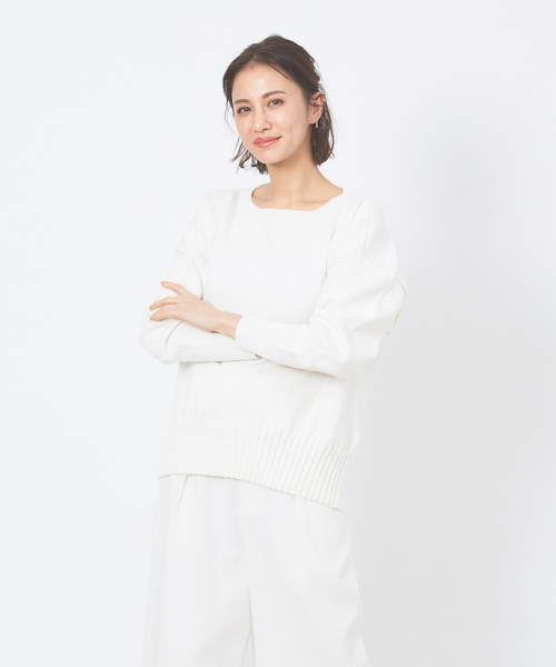 Rouge vif Anna（ルージュヴィフアンナ）の「【WEB＆一部店舗限定】綿ナイロンリリヤーンプルオーバー（ニット/セーター・レディース・ホワイト/ベージュ/ブルー・フリー）」の2枚目の写真