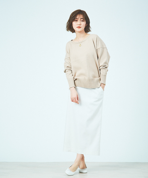 Rouge vif Anna（ルージュヴィフアンナ）の「【WEB＆一部店舗限定】綿ナイロンリリヤーンプルオーバー（ニット/セーター・レディース・ホワイト/ベージュ/ブルー・フリー）」の6枚目の写真