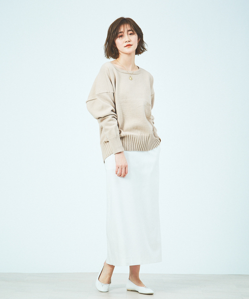 Rouge vif Anna（ルージュヴィフアンナ）の「【WEB＆一部店舗限定】綿ナイロンリリヤーンプルオーバー（ニット/セーター・レディース・ホワイト/ベージュ/ブルー・フリー）」の7枚目の写真