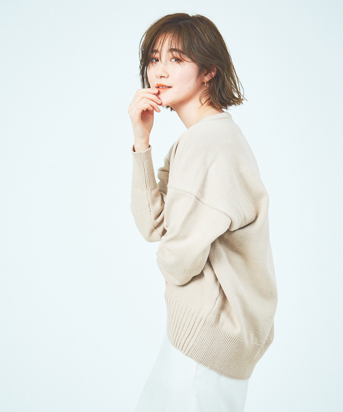 Rouge vif Anna（ルージュヴィフアンナ）の「【WEB＆一部店舗限定】綿ナイロンリリヤーンプルオーバー（ニット/セーター・レディース・ホワイト/ベージュ/ブルー・フリー）」の8枚目の写真