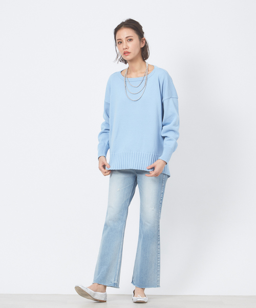 Rouge vif Anna（ルージュヴィフアンナ）の「【WEB＆一部店舗限定】綿ナイロンリリヤーンプルオーバー（ニット/セーター・レディース・ホワイト/ベージュ/ブルー・フリー）」の9枚目の写真