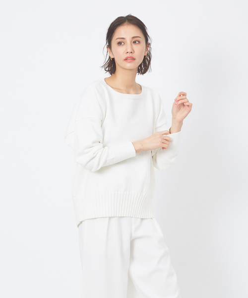 Rouge vif Anna（ルージュヴィフアンナ）の「【WEB＆一部店舗限定】綿ナイロンリリヤーンプルオーバー（ニット/セーター・レディース・ホワイト/ベージュ/ブルー・フリー）」の20枚目の写真