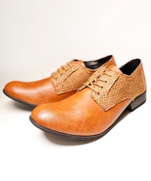 【DEDES】ブロックヒール オックスフォードコンビ外羽根バブーシュ